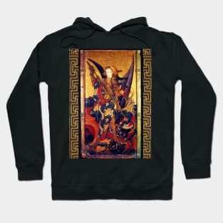 St. Michael Archangel Vanquishing the Devil as Medieval Knight Hoodie